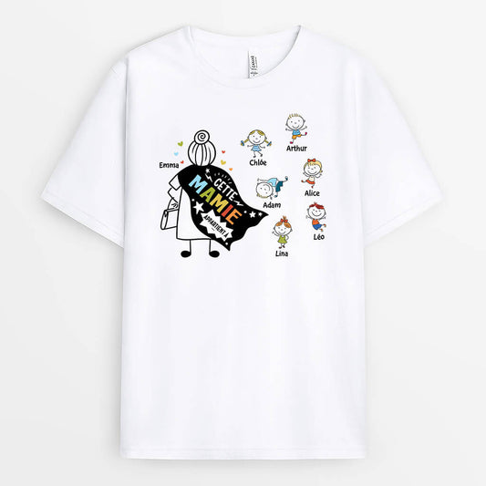 2191AFR1 t shirt cette maman mamie appartient a avec echarpe personnalise