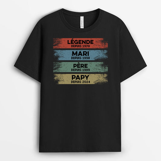 2193AFR1 t shirt legende mari papa papy depuis 2024 personnalise