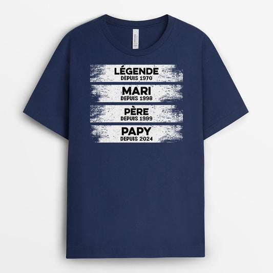 2193AFR2 t shirt legende mari papa papy depuis 2024 personnalise