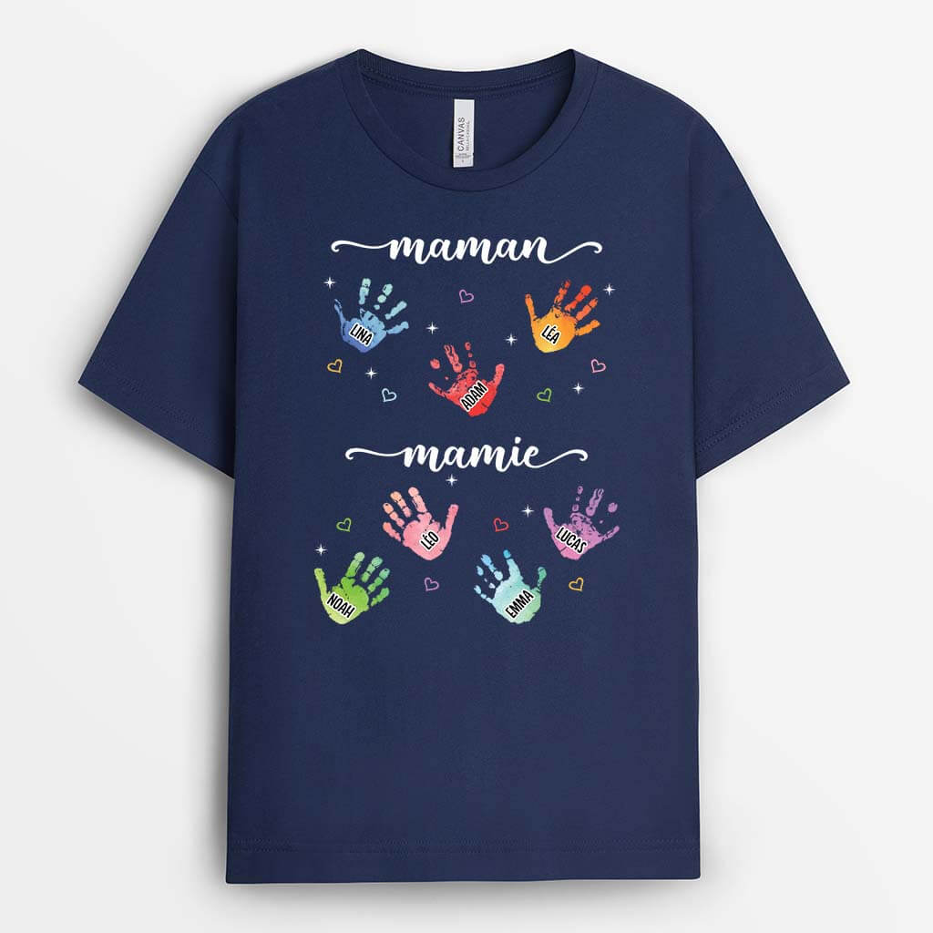 2194FR1 t shirt maman mamie coeurs et mains personnalise