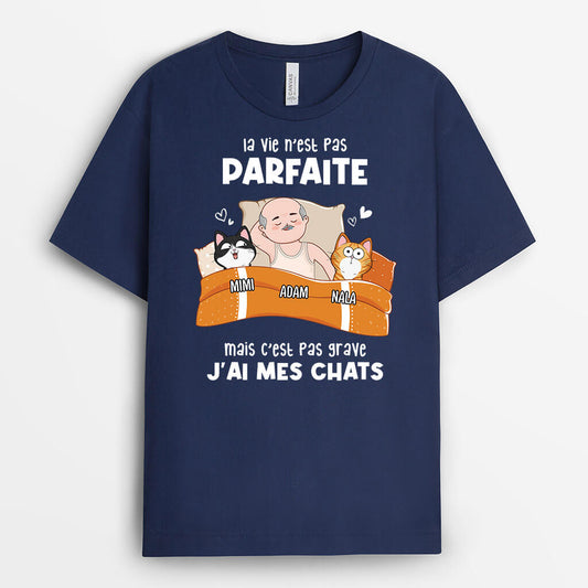 2197AFR2 t shirt la vie nest pas parfaite mais jai mon chat personnalise