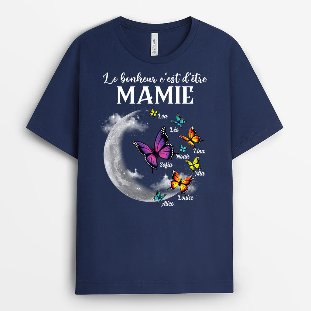 2199AFR1 t shirt la bonheur cest detre mamie version lune personnalise