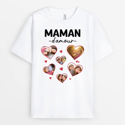 2203AFR1 t shirt maman damour coeur avec photos personnalise