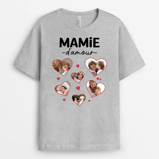 2203AFR2 t shirt maman damour coeur avec photos personnalise