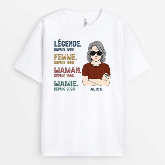 2207AFR1 t shirt legende mariee maman mamie personnalise