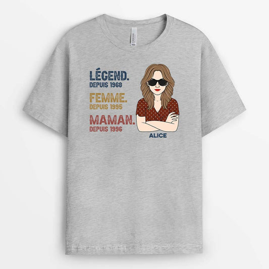 2207AFR2 t shirt legende mariee maman mamie personnalise