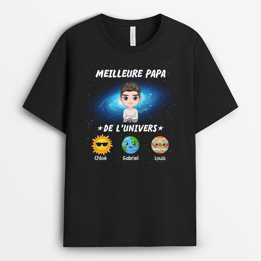 2208AFR1 t shirt le meilleur papa de lunivers personnalise