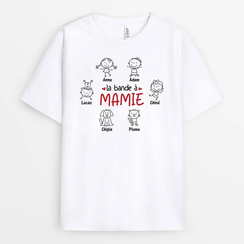 2209AFR1 t shirt la bande a maman mamie avec animaux personnalise