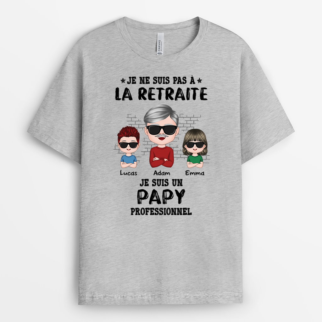 2213AFR2 t shirt je suis une mamie professionnelle version mur personnalise