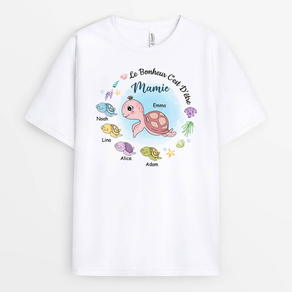 2214AFR1 t shirt la bonheur cest detre mamie version tortues personnalise_8463e31b 216b 48c0 9392 3bfb15463b6f