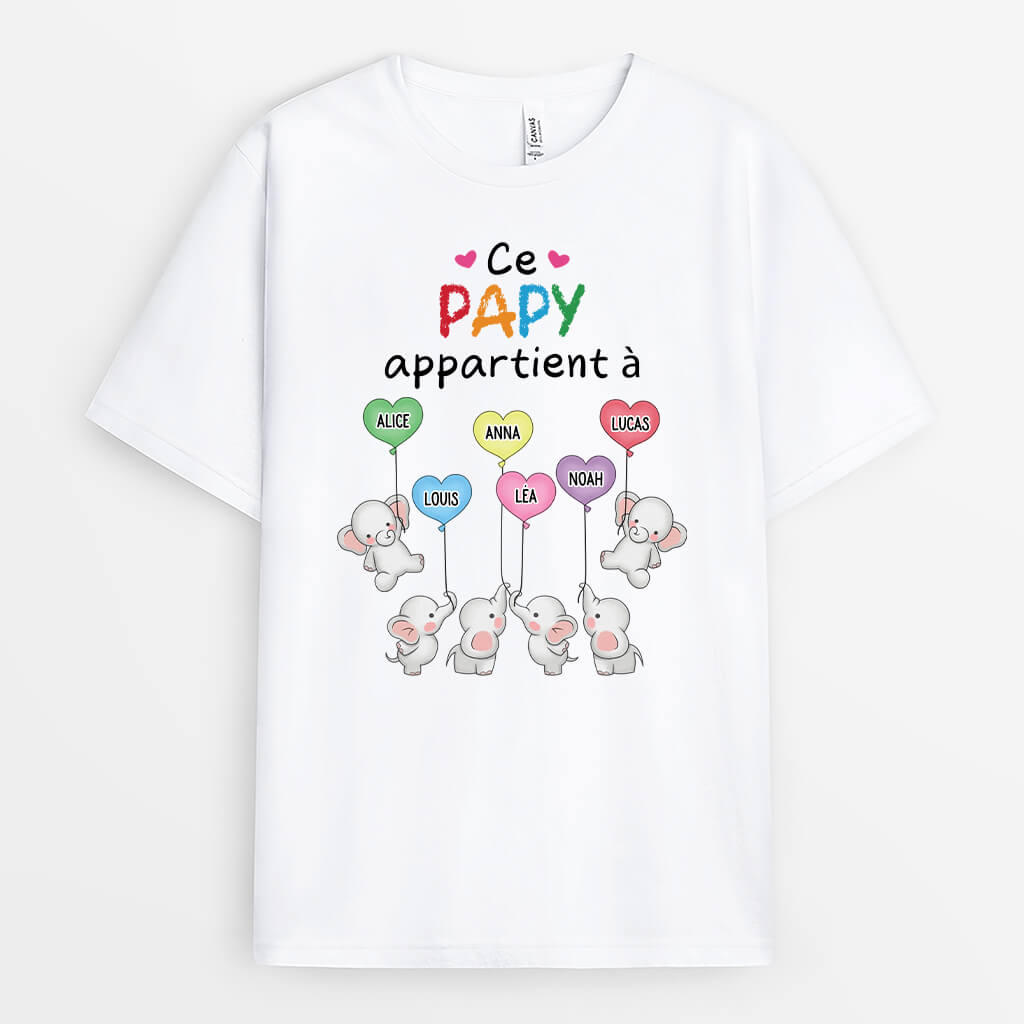 2215AFR1 t shirt ce papa papy appartient a version elephants ballons personnalise