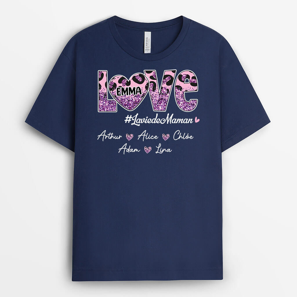 2217AFR1 t shirt la vie de maman amour coeur violet personnalise_2