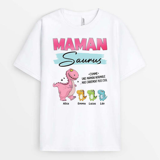 2224AFR1 t shirt mamansaurus version bleu et rose personnalise