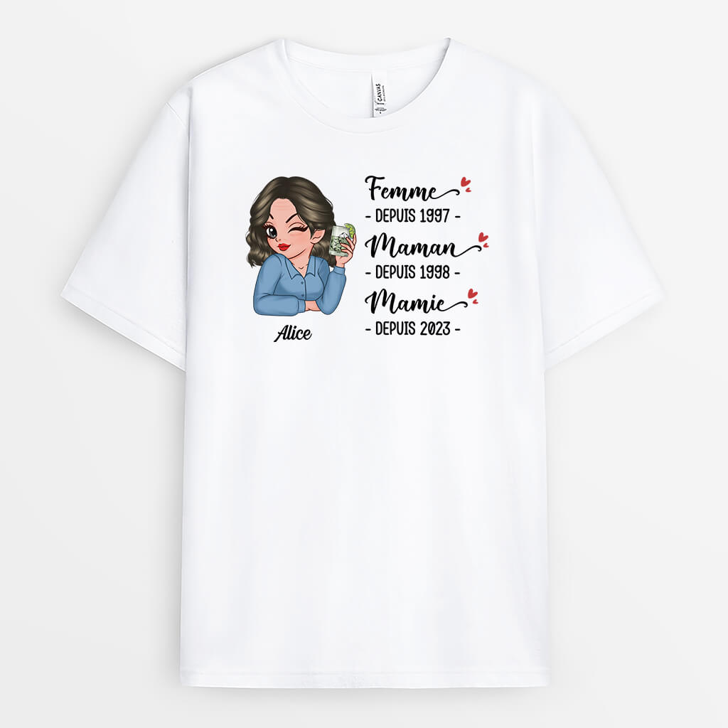 2226AFR1 t shirt mariee maman mamie depuis personnalise