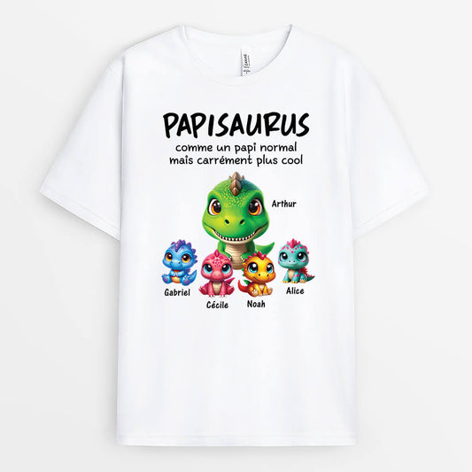 2227AFR1 t shirt papasaurus 3d version blanc personnalise