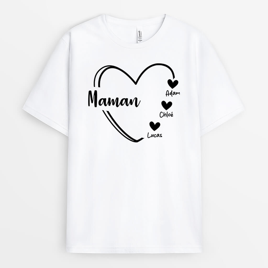 2235AFR1 t shirt maman petits coeurs noirs personnalise