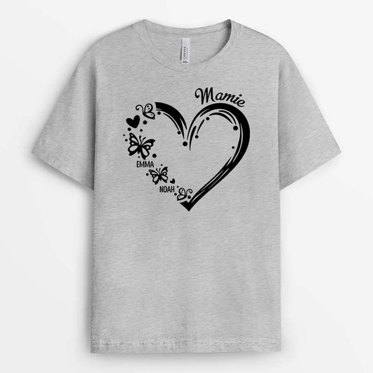 2240AFR2 t shirt maman coeur papillons version noir personnalise