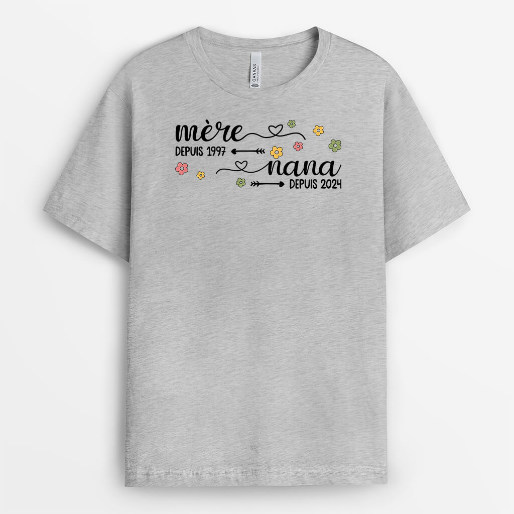 2241AFR2 t shirt maman mamie depuis version fleurs colorees personnalise