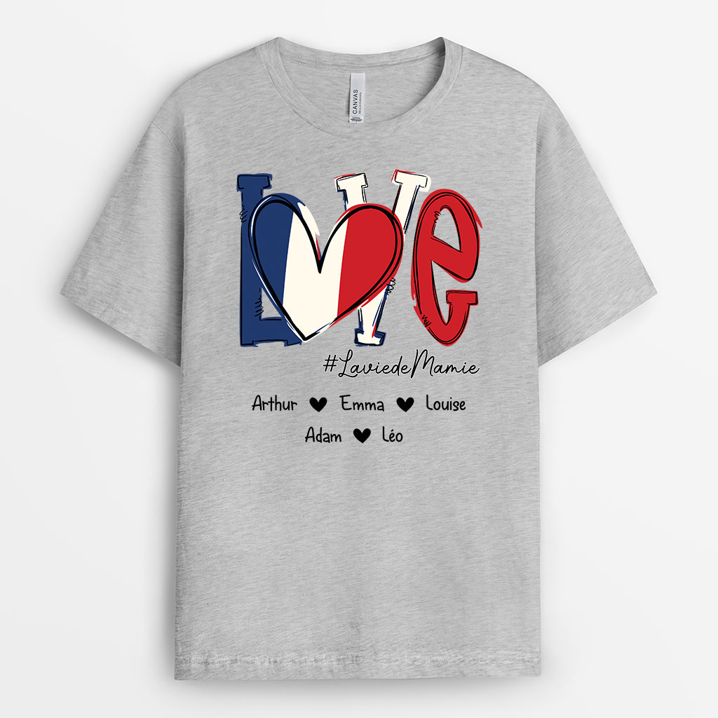 2254AFR1 t shirt amour de mamie francaise personnalise