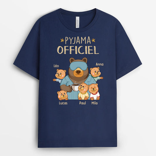 2257AFR1 t shirt pyjama officiel de papa papy ours personnalise