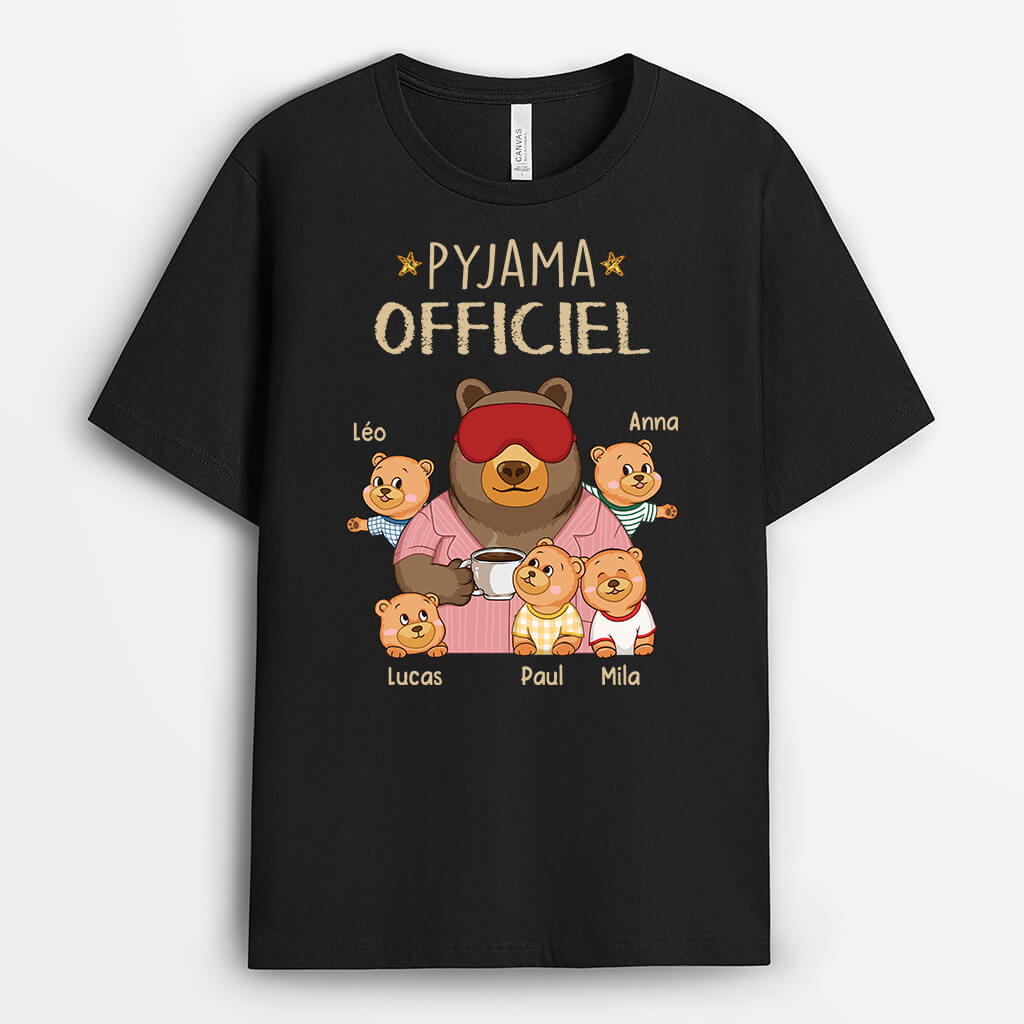 2257AFR2 t shirt pyjama officiel de papa papy ours personnalise