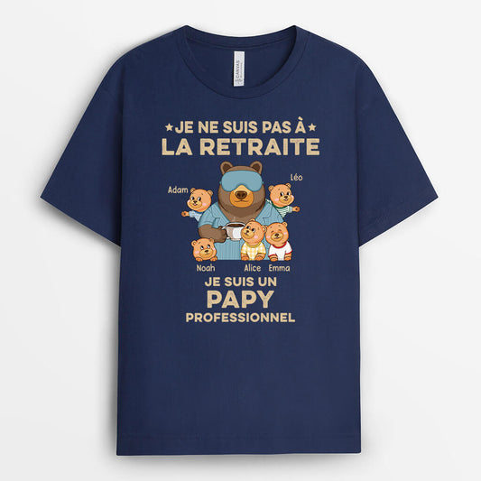 2258AFR1 t shirt je ne suis pas a la retraite version papa papy pyjama personnalise