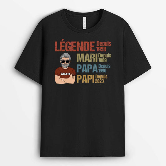 2260AFR1 t shirt legende mari papa papi vintage personnalise