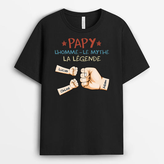 2265AFR1 t shirt papa lhomme le mythe la legende version bosses de poing personnalise