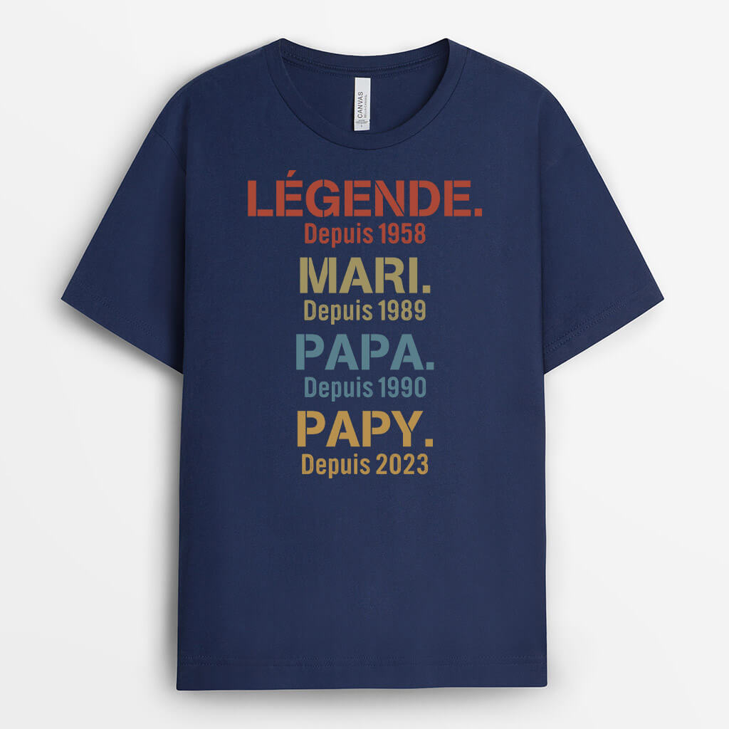 2266AFR1 t shirt legende mari papa papy simple personnalise_2