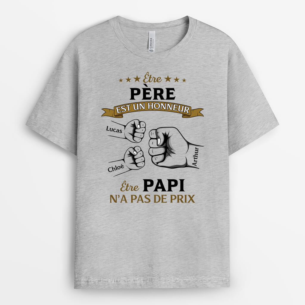 2268AFR2 t shirt etre papa est un honneur bosses de poing personnalise