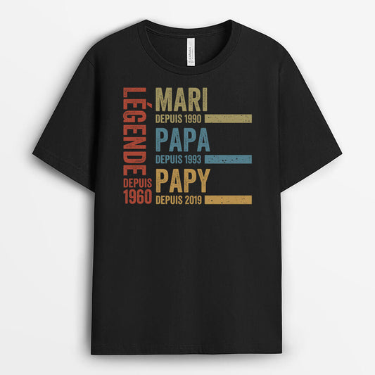 2274AFR1 t shirt legende mari papa papy version desordre personnalise