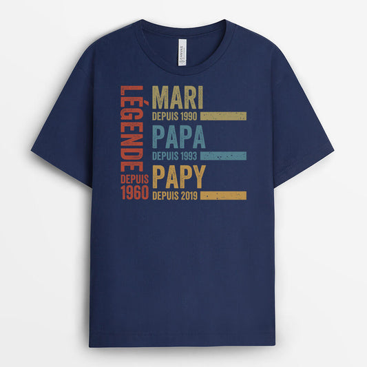 2274AFR2 t shirt legende mari papa papy version desordre personnalise