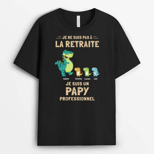 2287AFR1 t shirt je ne suis pas retraite version papa dinosaure personnalise