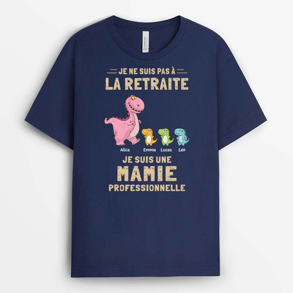 2287AFR2 t shirt je ne suis pas retraite version papa dinosaure personnalise