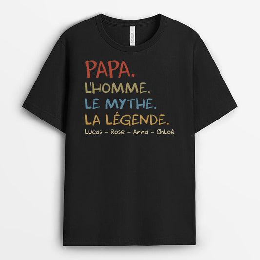 2296AFR1 t shirt legende mari papa papi depuis version blanc personnalise