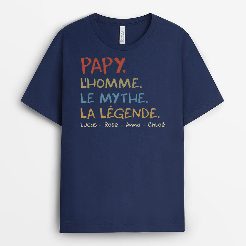 2296AFR2 t shirt legende mari papa papi depuis version blanc personnalise