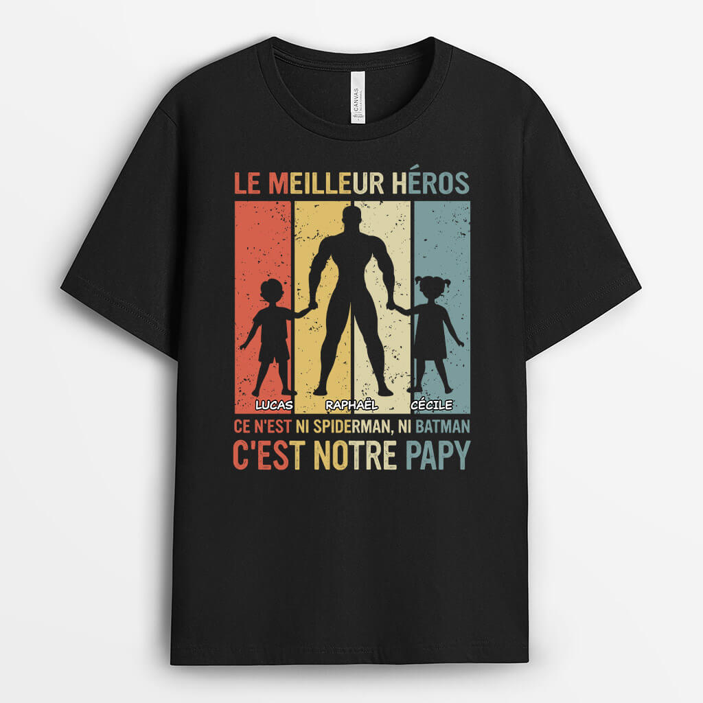 2300AFR1 t shirt le meilleur heros cest mon papa personnalise