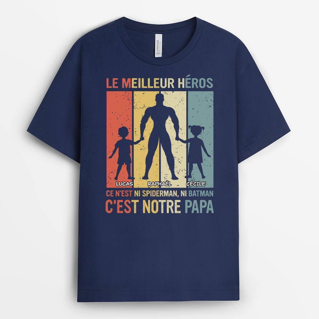 2300AFR1 t shirt le meilleur heros cest mon papa personnalise_2