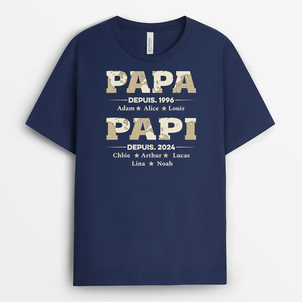 2315AFR2 t shirt papa papy depuis version carte personnalise