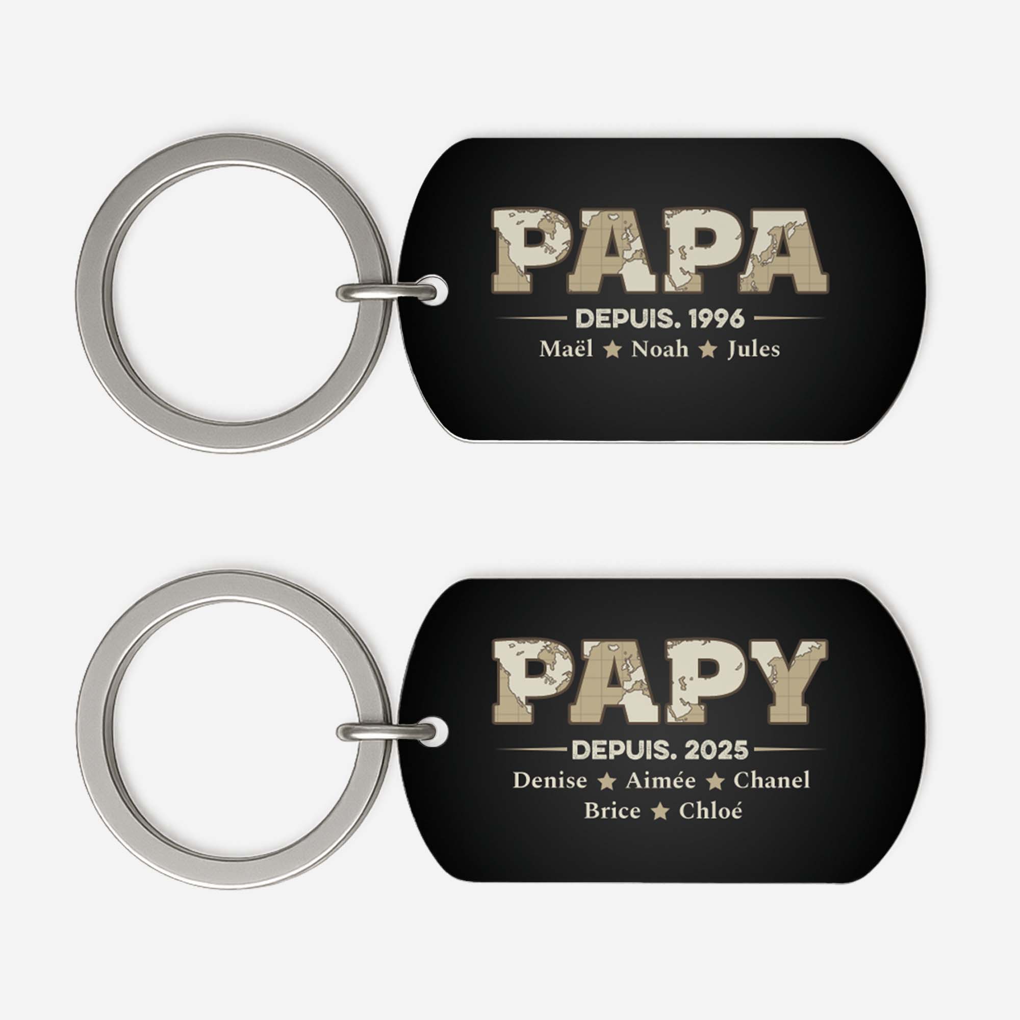 2315JFR1 porte cle aluminium personnalise papa papy depuis version carte 2315jtl5b