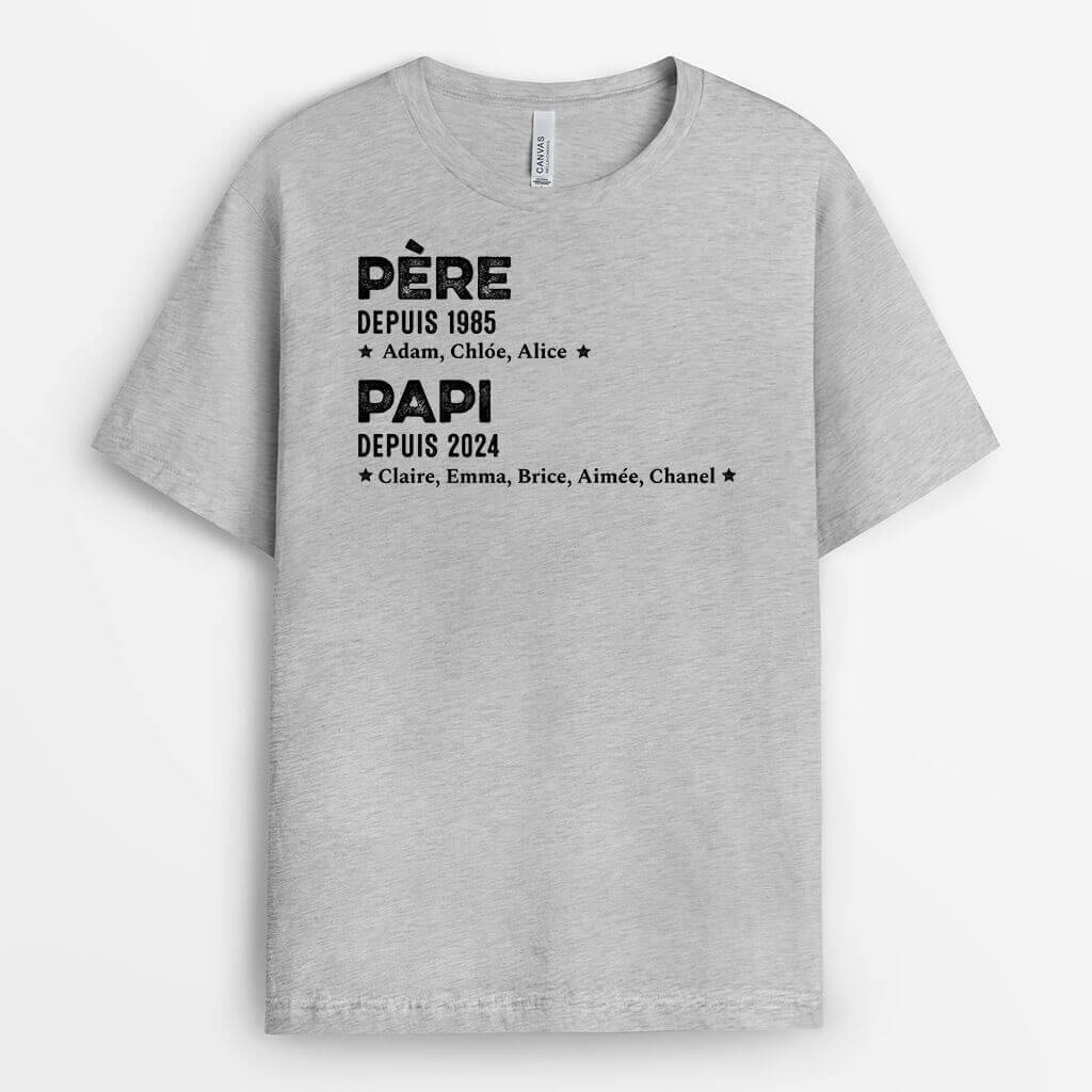 2318AFR1 t shirt papa papy depuis monochrome avec etoiles personnalise_2