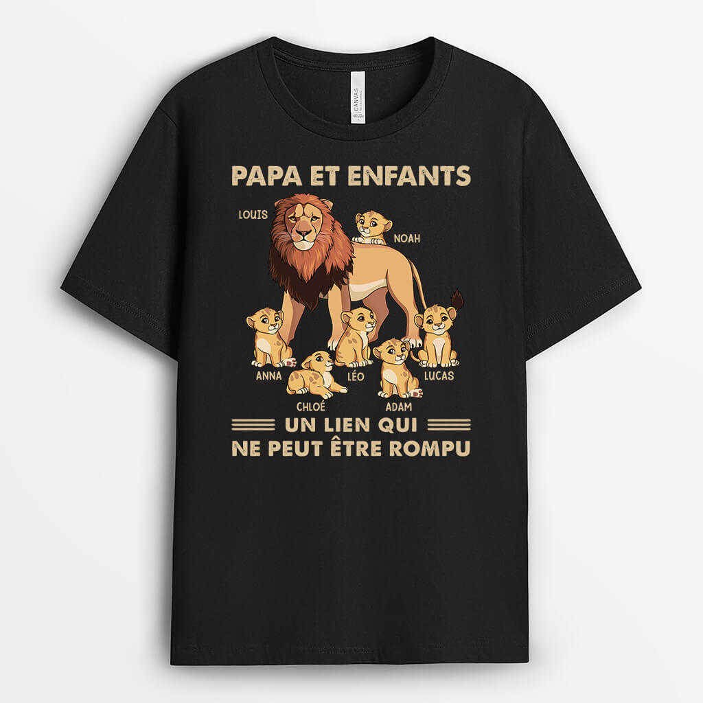 2319AFR1 t shirt papa lion et un lien qui ne peut etre rompu personnalise