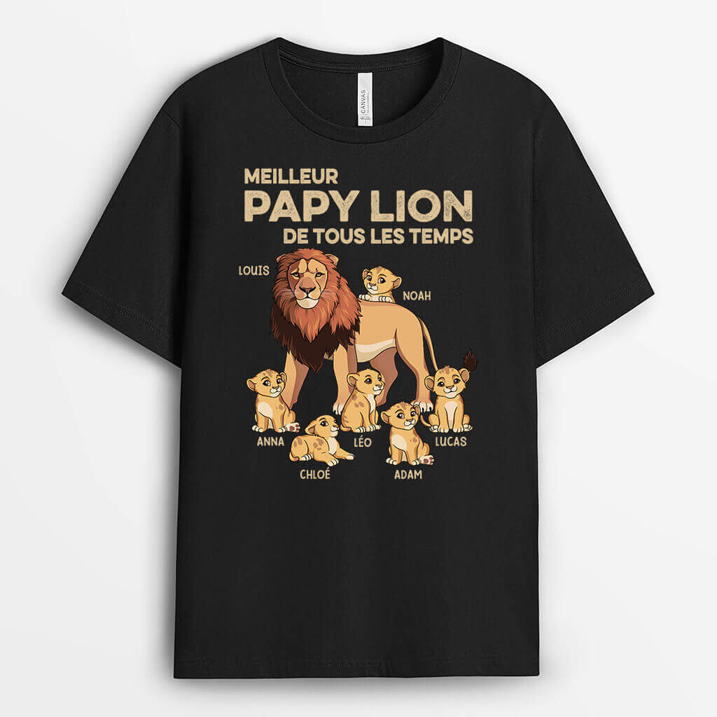 2320AFR1 t shirt meilleur papa lion pour toujours personnalise