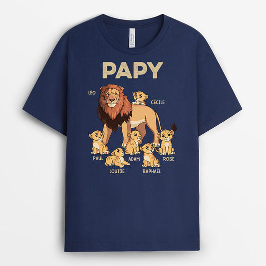 2325AFR1 t shirt papy lion et ses enfants lions personnalise_2