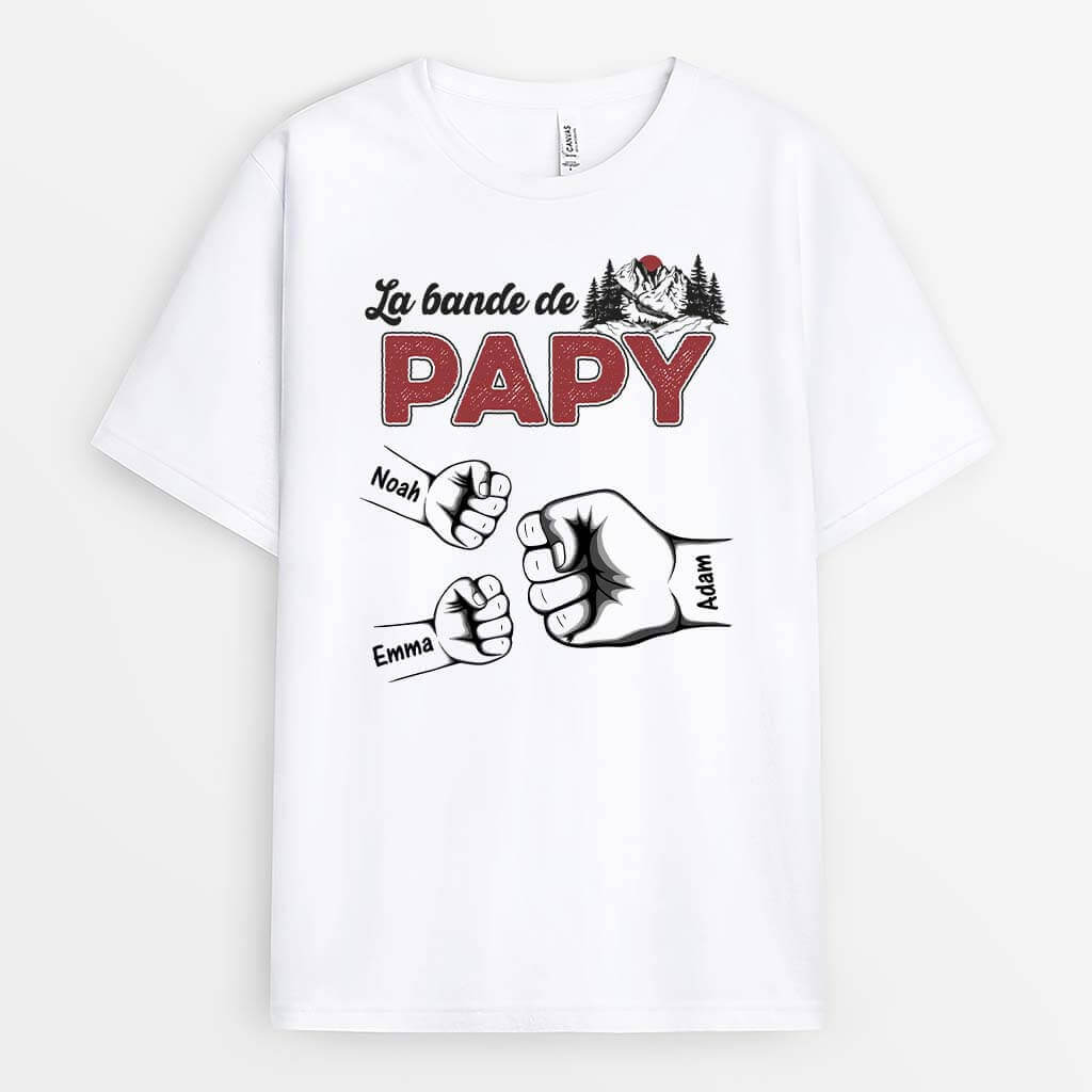 2328AFR2 t shirt meilleur papa pour toujours bosse de poing avec montagne personnalise