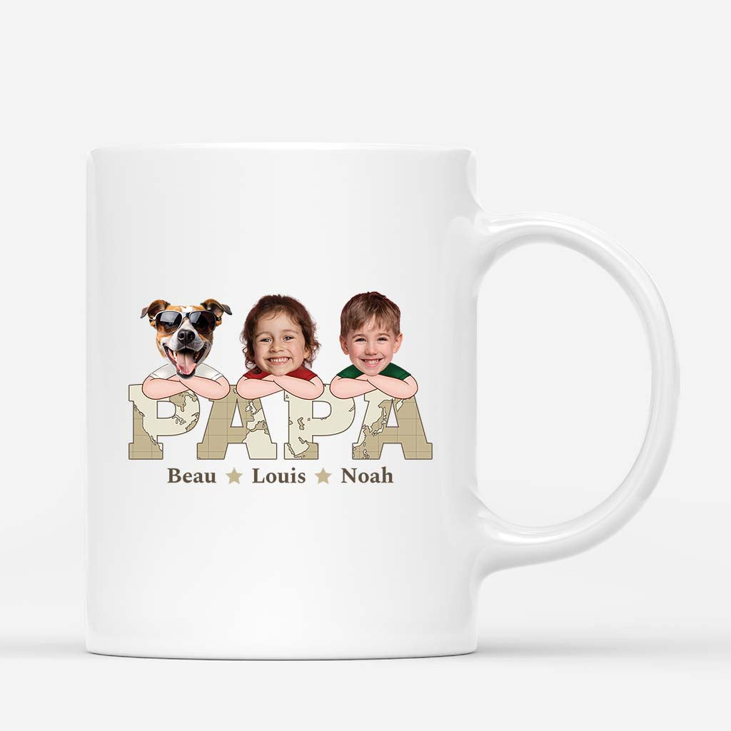 2333MFR1 mug papa ses enfants et ses animaux personnalise