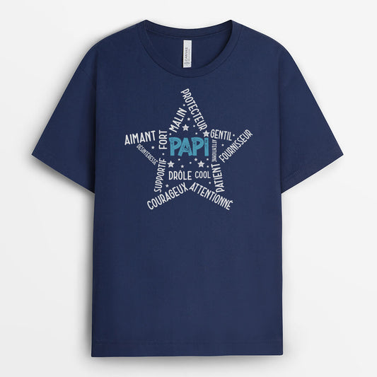 2336AFR2 t shirt meilleur papa pour toujours etoile avec caracteres personnalise