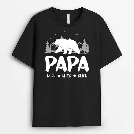 2341AFR1 t shirt papa ours seul version noir et blanc personnalise