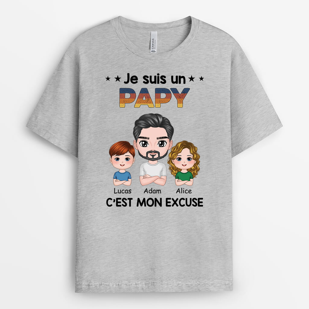 2343AFR2 t shirt je suis un papa cest mon excuse personnalise