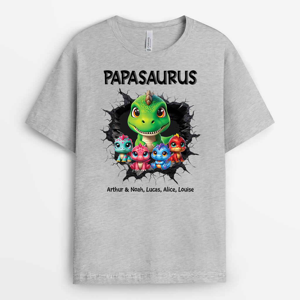 2344AFR1 t shirt papasaurus dechirant le vent 3d personnalise